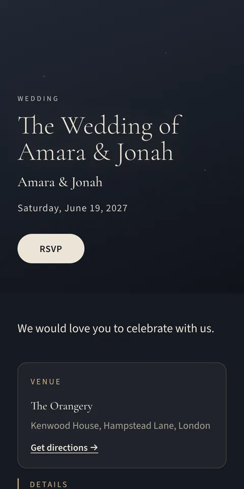 Midnight Bloom wedding invitation template